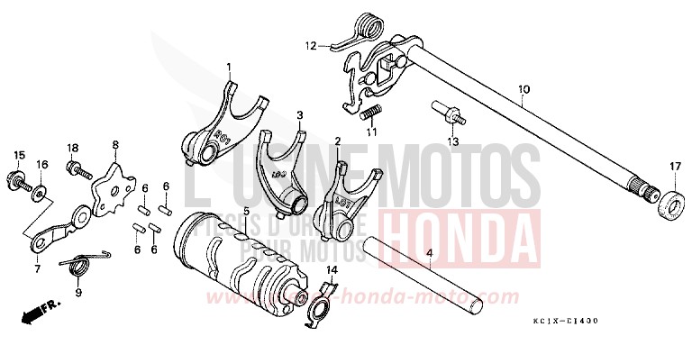 SCHALTTROMMEL/SCHALTGABEL von CB1300 Super Bold'or ABS SCHWARZ (NH1) von 1982
